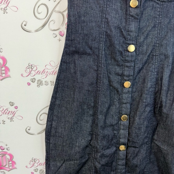 Zara dress Jean look gold buttons long style Stylish Black Button-Down Dress - Picture 4 of 15